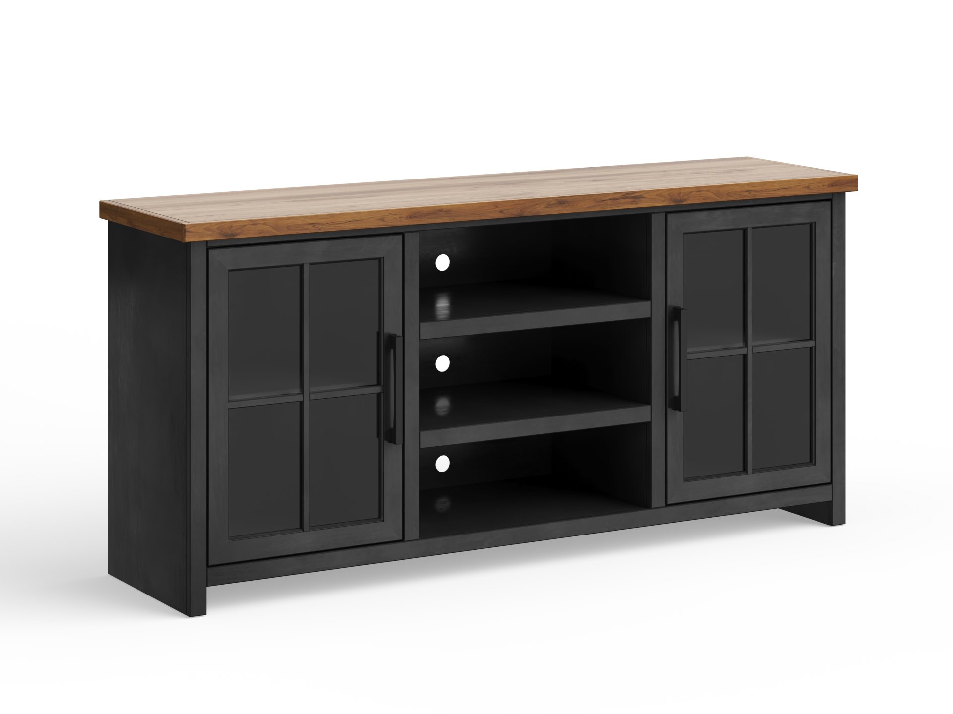 Essex - TV Stand Console For TVs Up To 80" - Black, Whiskey - Image 6