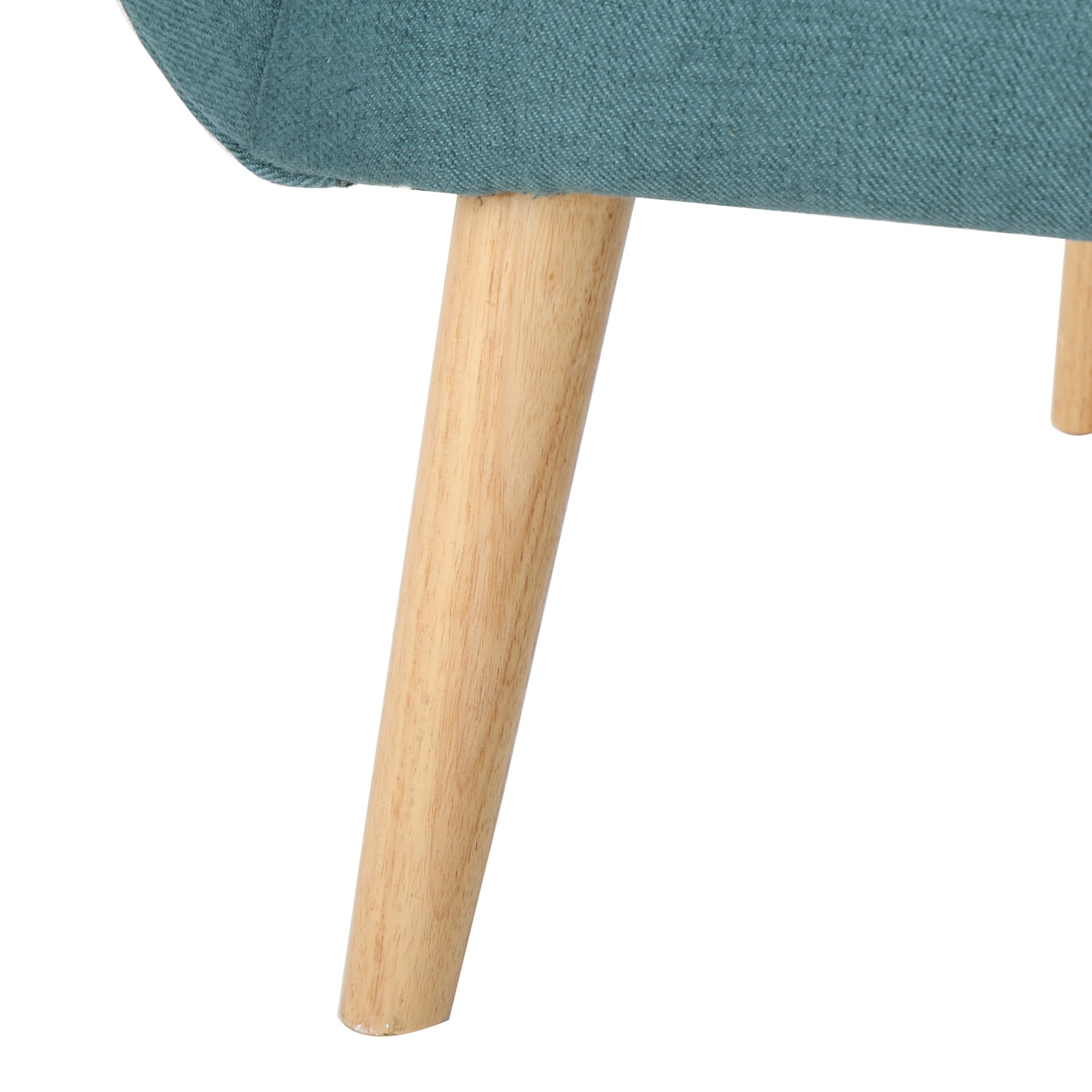 Mid Century Modern Club Chair With Tufted Back And Rubberwood Legs - Teal - Image 12