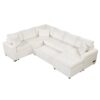 Sectional Sofa Pull-Out Sofa Bed Sleeper With A Storage Ottoman, Three Pillows And Charging Devices For Living Room - Cream - Image 15