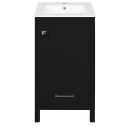 18" Bathroom Vanity With Sink, Soft Close Drawers, Door Organizer, Divider Drawer, Adjustable Foot Pads - Black