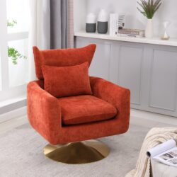 Classic Mid-Century 360-Degree Swivel Accent Chair - Orange