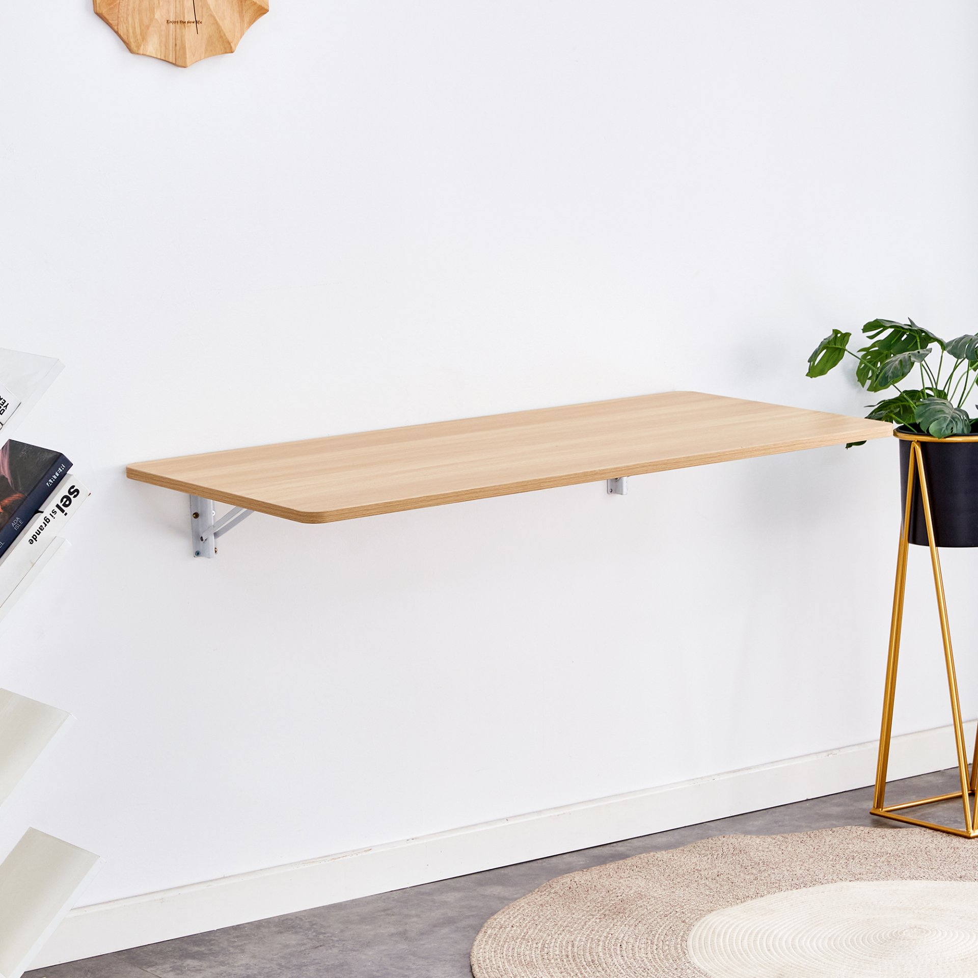 Laundry Room Folding Table Wall Mounted, Folding Table For Small Spaces, Fold Down Desk, Workbench, Addition To Garage & Shed - Burly Wood - Image 8
