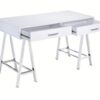 Coleen - High Gloss Writing Desk With USB - Chrome / White - Image 5