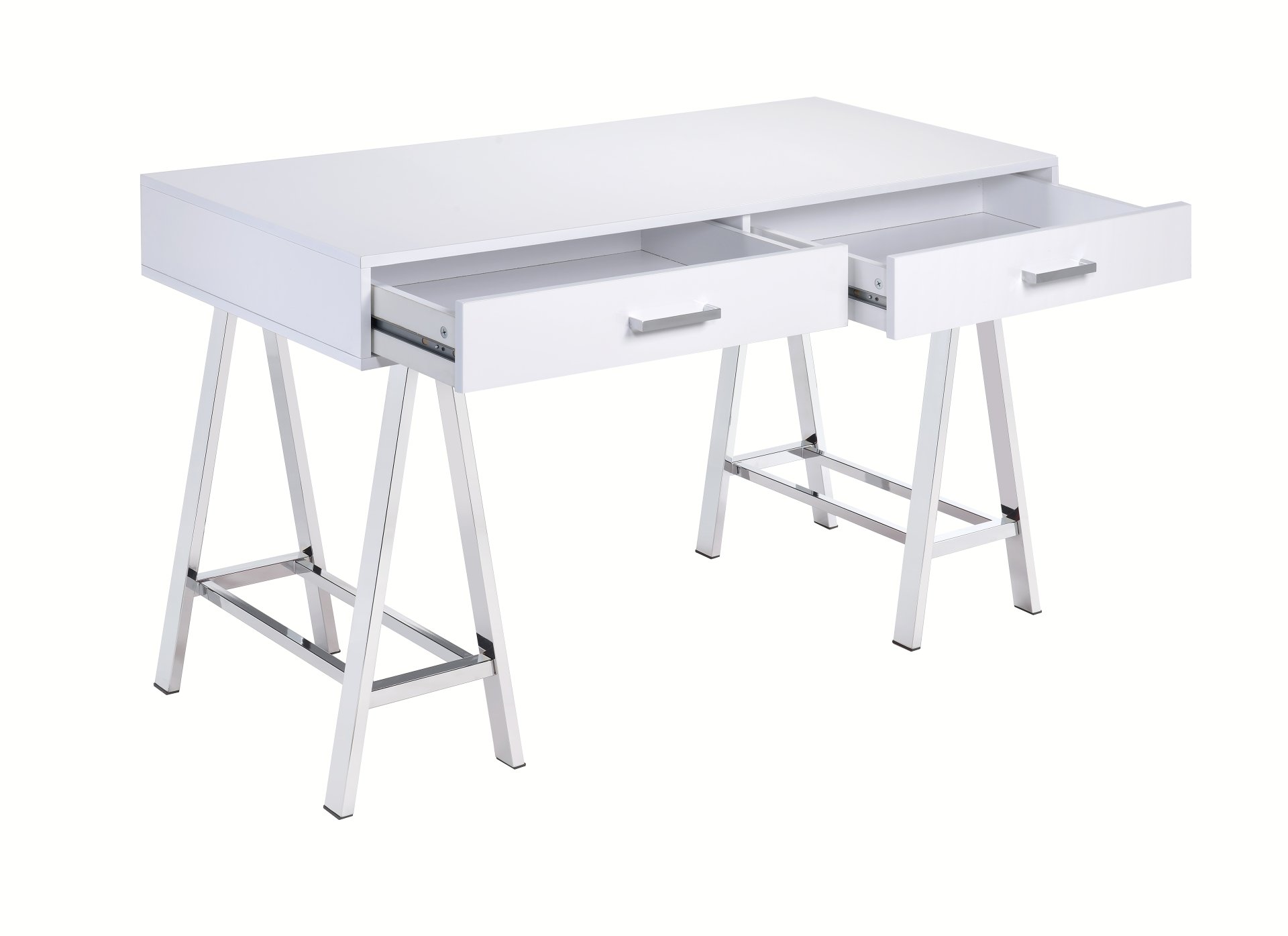 Coleen - High Gloss Writing Desk With USB - Chrome / White - Image 5