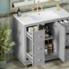 Contemporary Bathroom Vanity Cabinet, 4 Drawers & 1 Cabinet Door, Multipurpose Storage, Resin Integrated Sink, Adjustable Shelves, Solid Wood Frame With MDF - Gray - Image 24