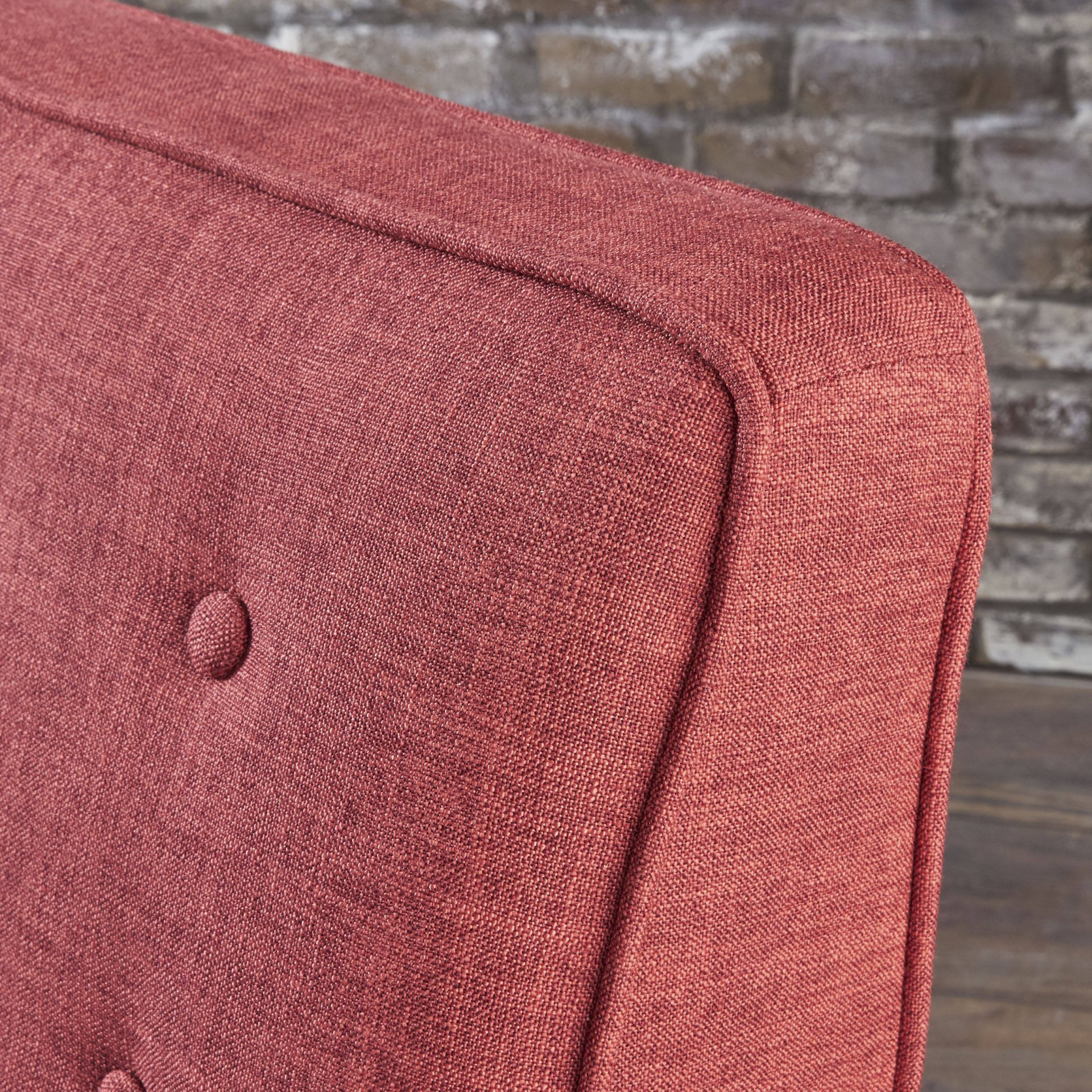 Macedonia - Mid Century Modern Button Tufted Fabric Recliner - Red - Image 4