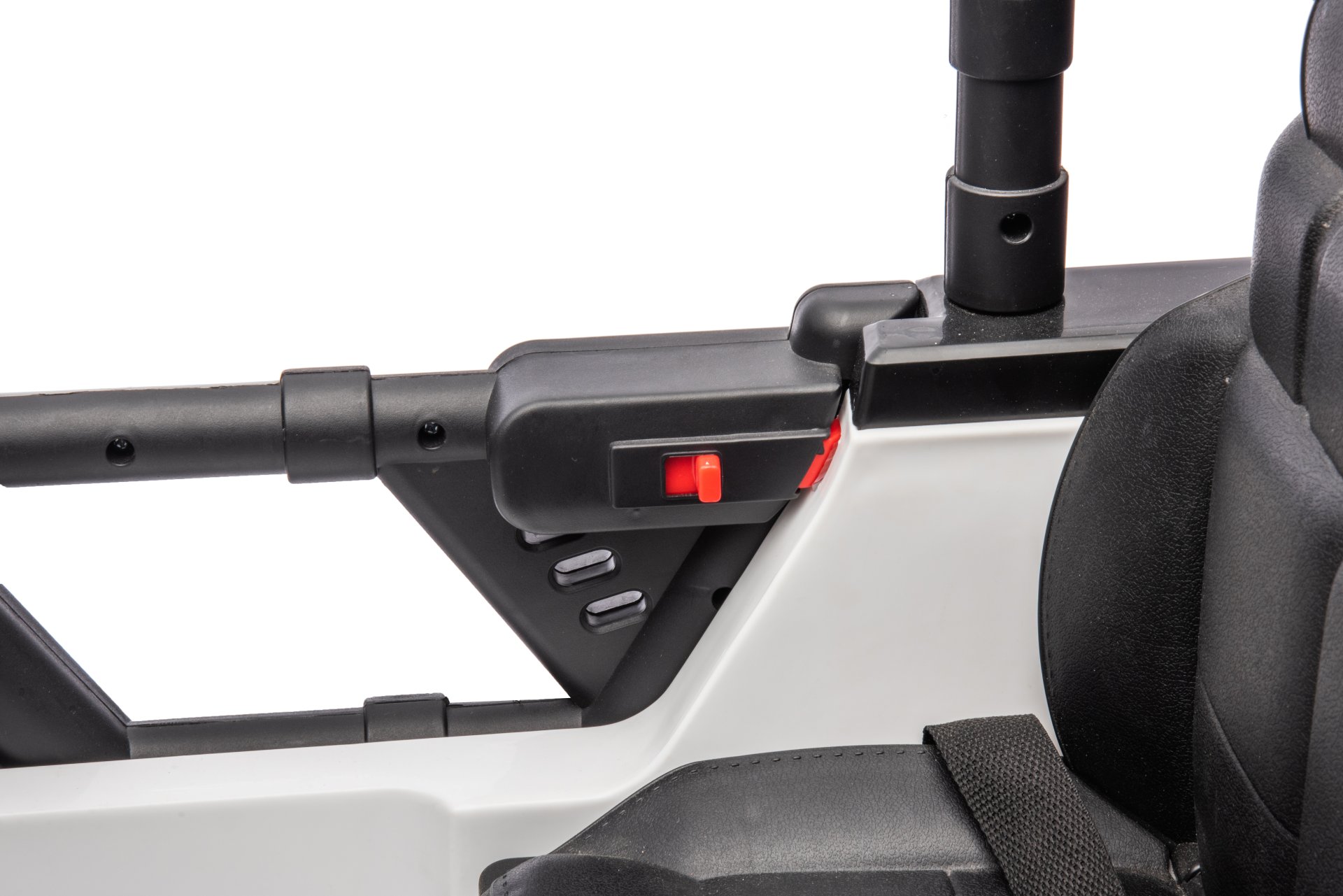 12V7A 30W*2 Four-Wheel Drive Leather Seat One Button Start, Forward And Backward, High And Low Speed, Music, Front Light, Power Display, Two Doors Can Open, 2.4G R / C, Seat Belt Four Wheel Absorber - White / Black - Image 20