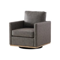 Modern Upholstered Square Swivel Accent Chair With 360 Degree Rotation - Gray