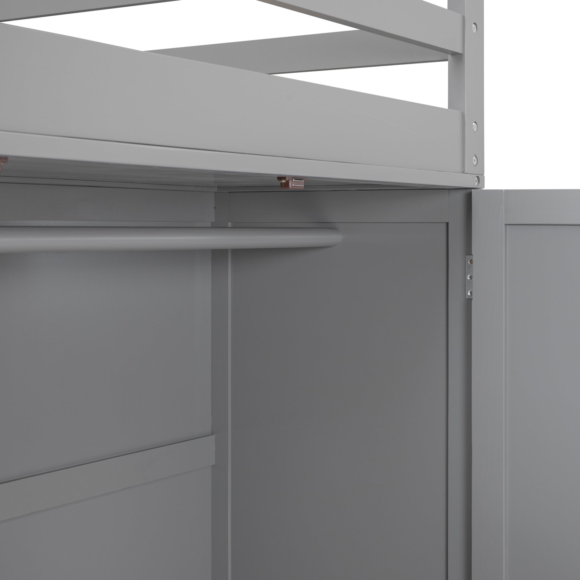 Full Size Loft Bed With Drawers, Desk, And Wardrobe - Gray - Image 12