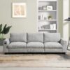 Sectional With Bluetooth Speaker Comfy Cloud Couch Set With Drop Down Table Cup Holders, USB Charger Storage Armrest Wide Seat Sofa - Gray - Image 17