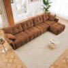 Modular 4 Seater Sofa With Ottoman, Configurable Frame In Premium, High Resilience Cushions - Burnt Orange - Image 13