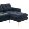 Elegant Velvet L - Shape Convertible Sectional Sofa With Movable Ottoman - Black - Image 21