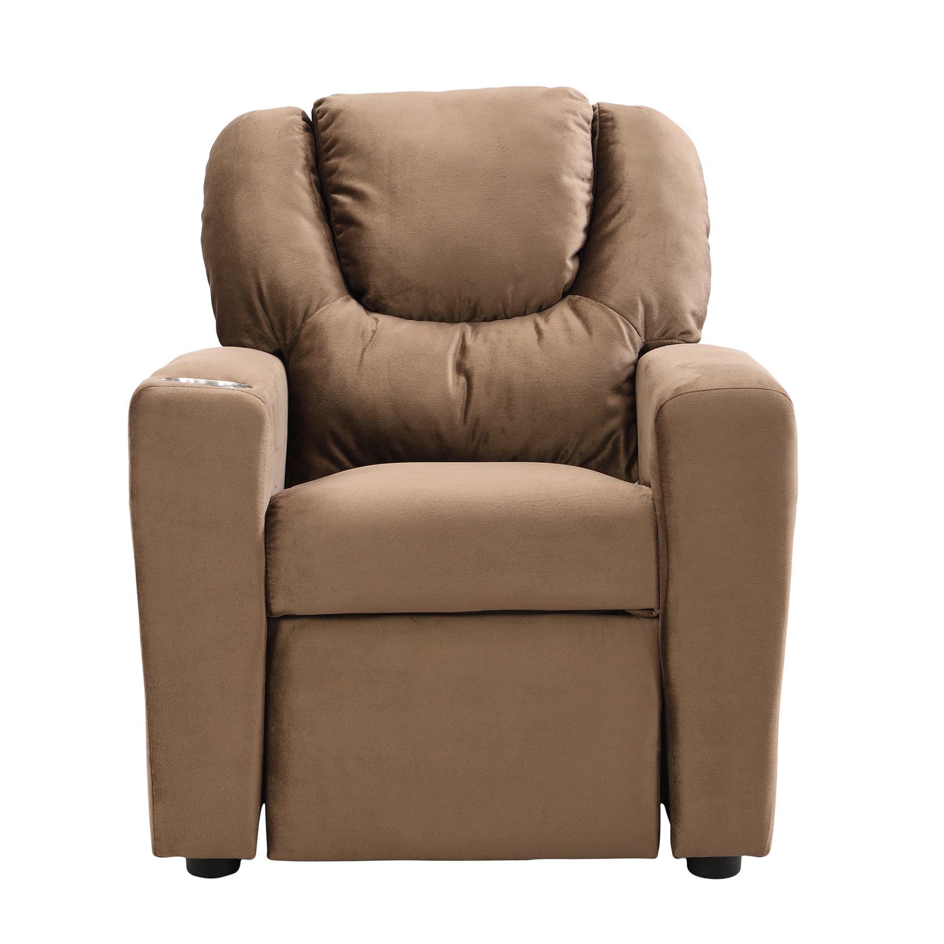 Kids Recliner Chair, Kids Upholstered Couch With One Cup Holder, Toddlers Recliner With Headrest And Footrest - Brown - Image 12