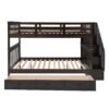 Full Over Full Stairway Bunk Bed With Drawer, Storage And Guard Rail For Bedroom - Espresso - Image 3