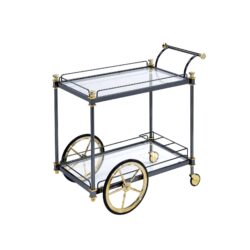 Cyrus - Clear Glass Serving Cart - Black / Gold
