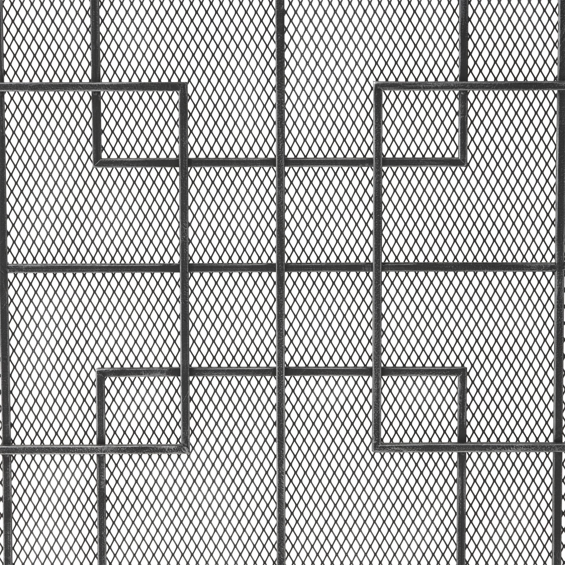 Dorothy - Modern Single Panel Iron Fire Screen With Geometric Pattern - Black / Sliver - Image 6
