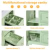 Bathroom Vanity Cabinet With Ceramic Basin, 3 Drawers And Adjustable Shelves - Green - Image 8