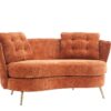Polyester Fiber Loveseat Sofa Chair Upholstered Couch With Golden Metal Legs Club 2 Seat Sofa For Living Reading Room Bedroom Apartment Small Space Dorm - Orange - Image 8