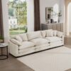 Mid Century Modern 3 Seater Sectional Sofa With Arm And Throw Pillows Light Corduroy - Beige - Image 2