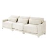 Elegant 3 Seater Sofa With Lumbar Pillow Chenille Upholstery Wooden Base Ergonomic Design - Beige - Image 20