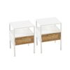 Rattan End Table With Drawer, Modern Nightstand, Metal Legs, Side Table For Living Room, Bedroom (Set of 2)- White - Image 7