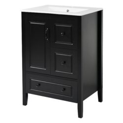 Retro Style Bathroom Vanity With Sink, Soft Closing Cabinet And Drawers - Black