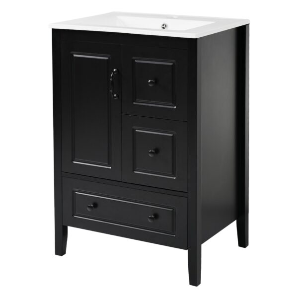 Retro Style Bathroom Vanity With Sink, Soft Closing Cabinet And Drawers - Black