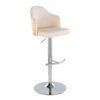 Ahoy - Contemporary Adjustable Barstool With Swivel With Rounded T Footrest (Set of 2) - Chrome / Natural / Cream - Image 2