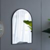 Arched Mirror With Metal Frame, Wall Mirror For Living Room Bedroom Entryway - Black - Image 5