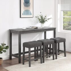 Oriana - 4 Piece Counter Height Pub Table Set With Tufted Stools - Gray
