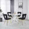 Modern Chair With Golden Iron Tube Legs - Black Soft Cushions And Comfortable Backrest, Suitable For Dining Room, Living Room, Cafe, Hairball Back (Set of 2) - Black - Image 4
