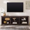 Modern Transitional 3 Shelf Open Storage 70" TV Stand For 80" TVs - Espresso - Image 6