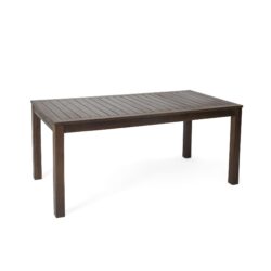 Acacia Wood Outdoor Dining Table With Slatted Top - Dark Brown