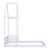 Full Roof-Framed Headboard Floor Bed With Headboard Guardrails - Without Slats White - Image 16