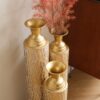 Metal Decorative Vases High Distress Metal Center Vases With Growing Vine Patterns, (Set of 3) Vases For Home Decoration - Gold - Image 6