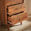 Vintage Style 4 Drawer Double Dresser With Bevel Design - Brown - Image 9