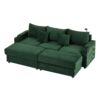 Modern Style 3 Seater Sofa Sectional Sofa Couch With Storage Space, Two Movable Ottomans, Two USB Ports, Two Cup Holders, A Phone Holder For Living Room - Green - Image 24