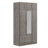 Modern 3 Door Mirror Wardrobe With 2 Drawers And Top Cabinet - Gray - Image 12