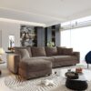 4 Seat Sofa, Deep Seat Couches With Soft Pillows And Movable Ottoman, Convertible Sofa Lounge Chair, For Living Room - Camel - Image 2
