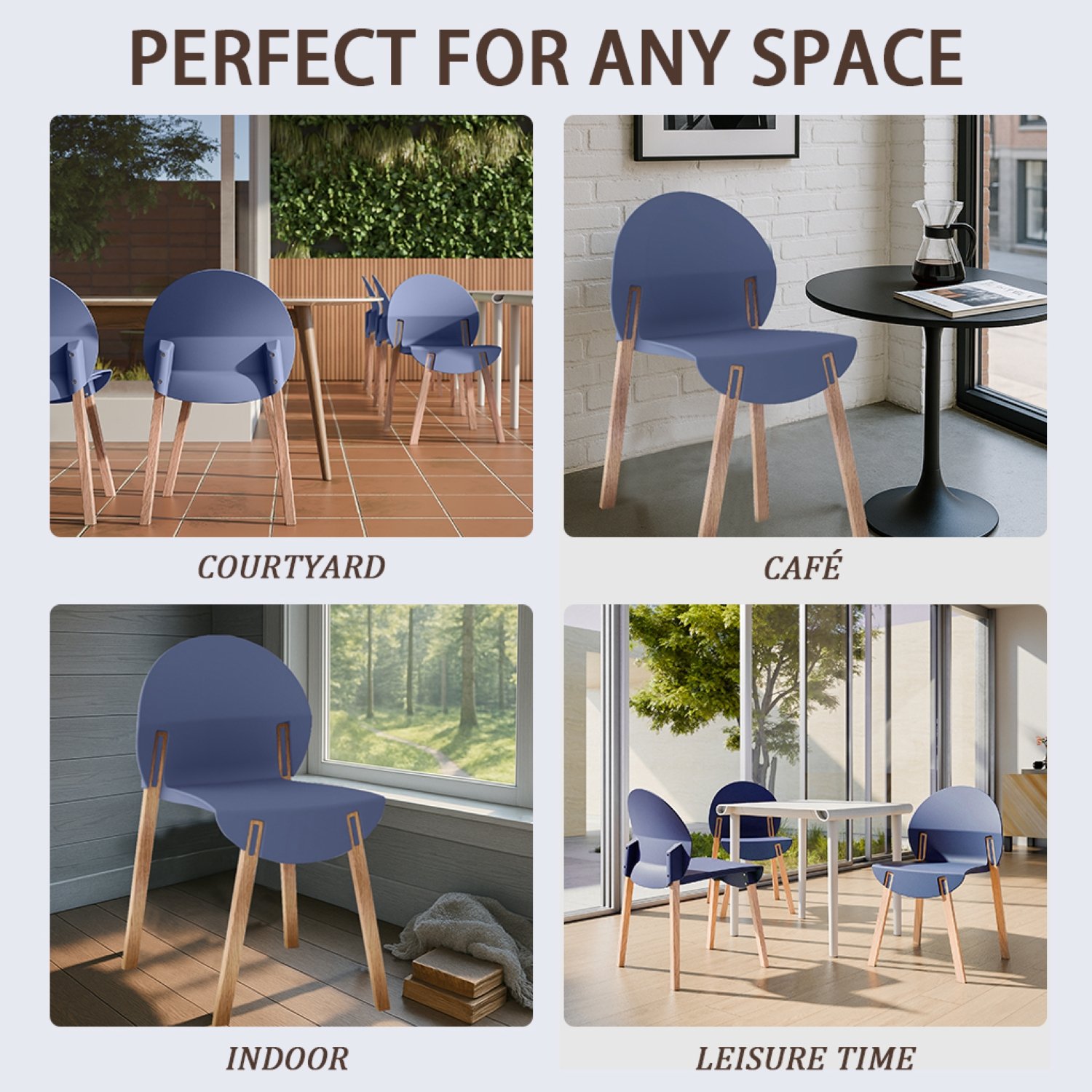 4 Piece Set Of Single Chairs With Table - Grey / Blue / White - Image 12