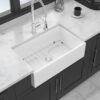 33" Undermount Sink With Apron Front, Single Bowl, Grid - White - Image 5