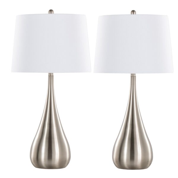 Pebble - Contemporary Table Lamp (Set of 2) - Nickel / White