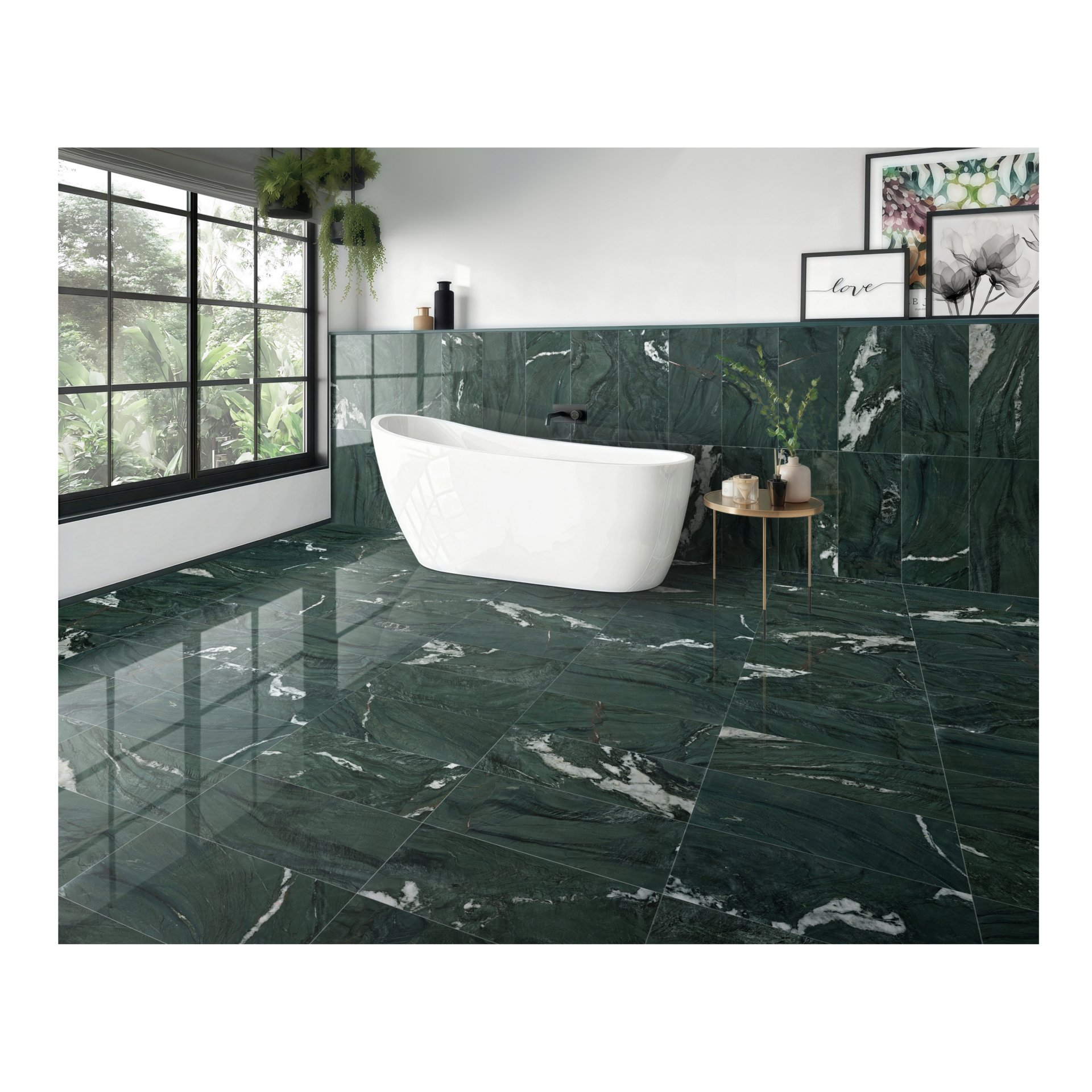 Diamond Polished Marble Tile For Wall And Floor Stone 12 X 24" - Green / Green Multi - Image 7