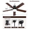 Modern Ceiling Fan With 3 Color Dimmable Light 5 Blades Remote Control Reversible Dc Motor For Bedroom - Black - Image 3