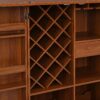 Home Bar Cabinet, Industrial Rattan Door Fold Out Bar Cabinet With Storage Bar Table - Walnut - Image 23