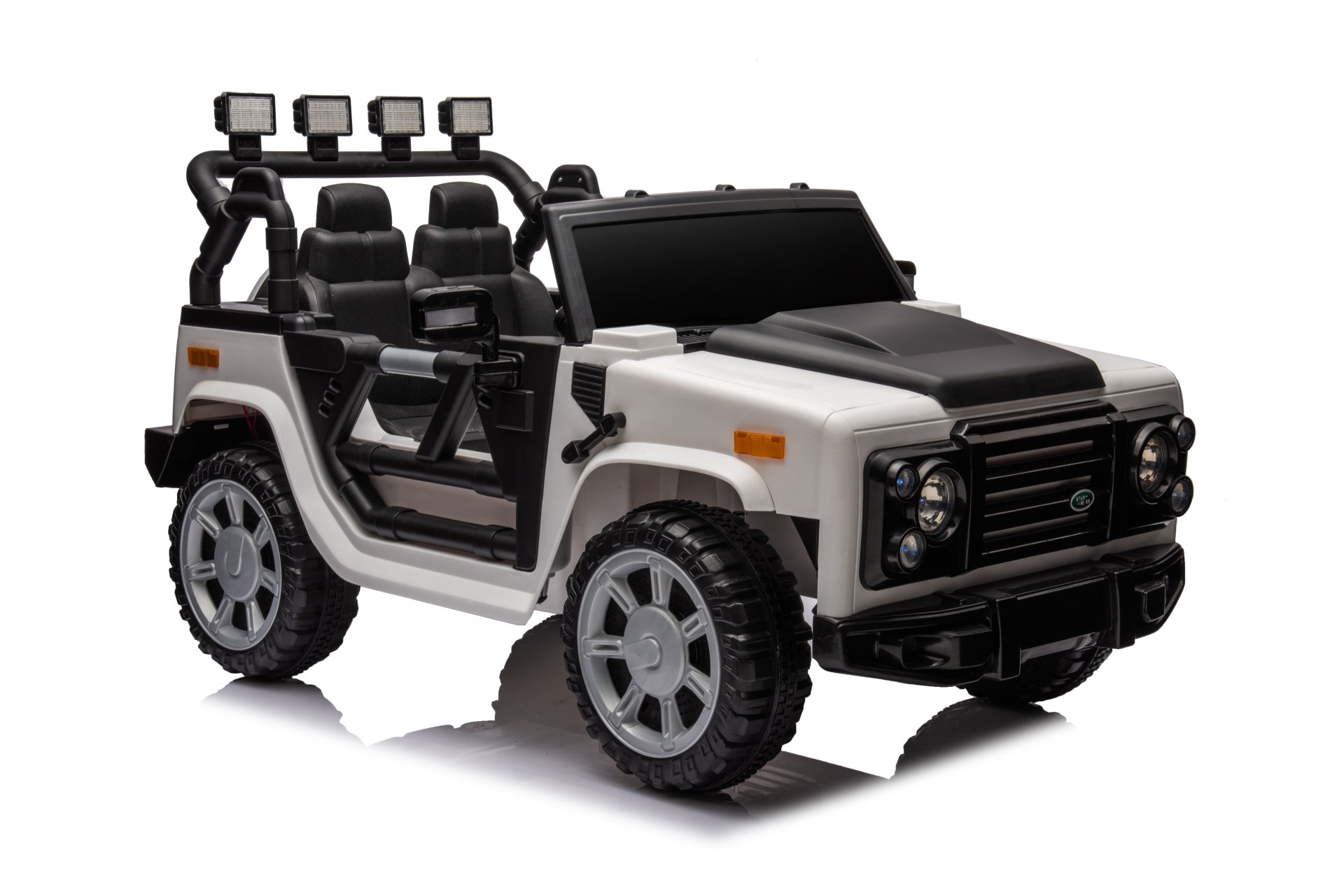 12V7A 30W*2 Four-Wheel Drive Leather Seat One Button Start, Forward And Backward, High And Low Speed, Music, Front Light, Power Display, Two Doors Can Open, 2.4G R / C, Seat Belt Four Wheel Absorber - White / Black - Image 7