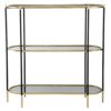 3 Tier Metal Console Table, Mirrored Shelf - Golden Black - Image 2