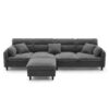 Modern Convertible Sectional Sofa L Shaped Reversible Couch Set With Free Pillows 5 Seat Cloud With Ottoman - Gray - Image 3