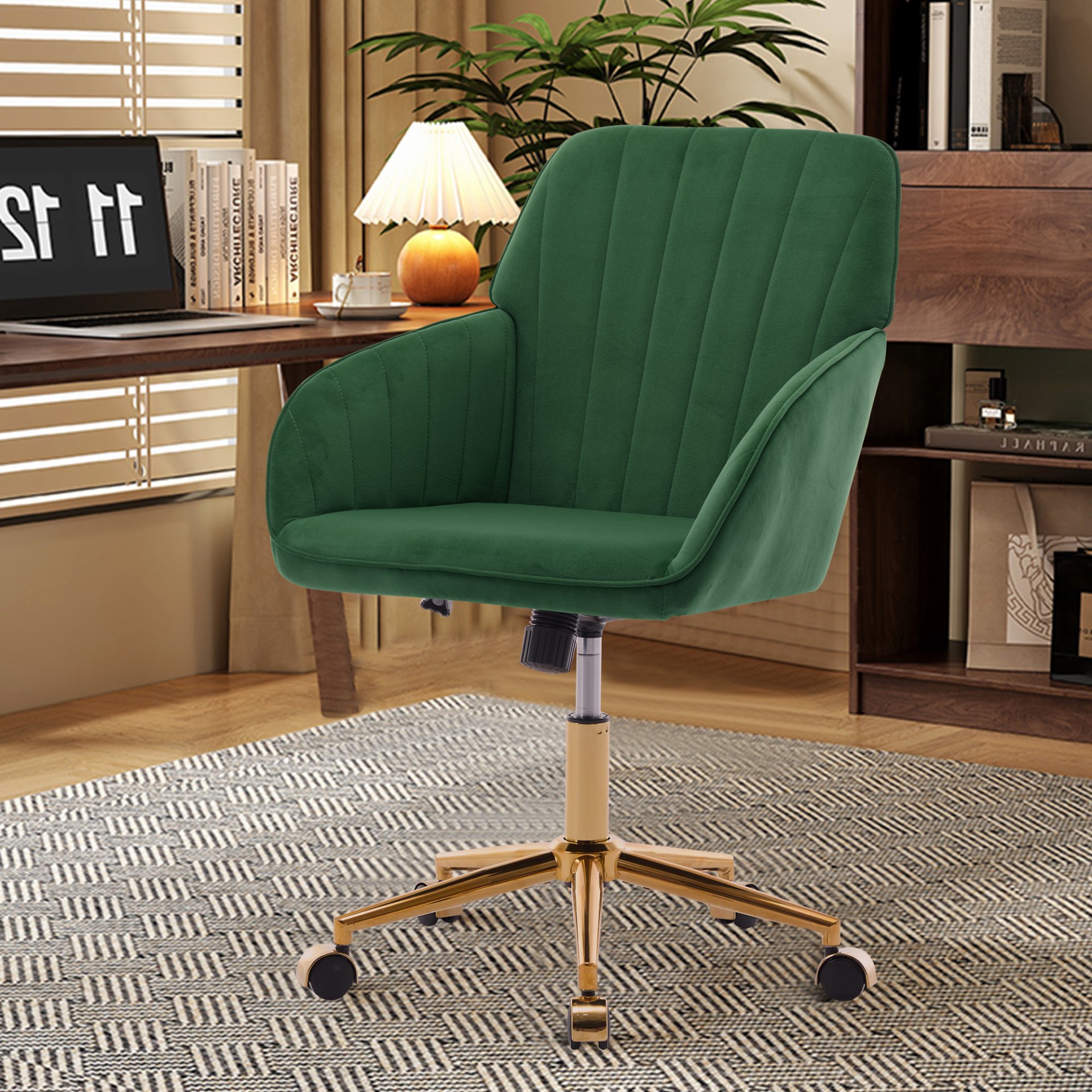 Adjustable Office Chair, Ergonomic Swivel Chair, Backrest Seat, Comfortable For Long Sitting - Green - Image 3