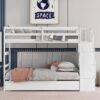 Twin Over Twin Bunk Beds With Twin Trundle And Stairway Storage Function - White - Image 2